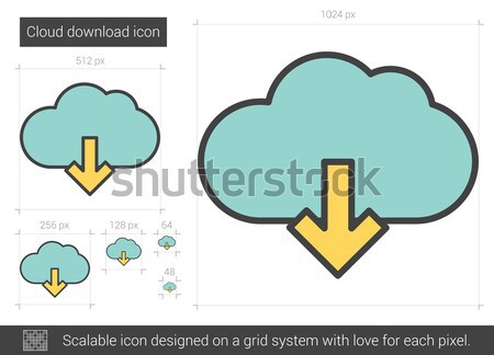 Cloud with arrow down line icon. Stock photo © RAStudio