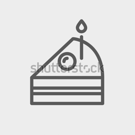 Slice of cake with candle line icon. Stock photo © RAStudio
