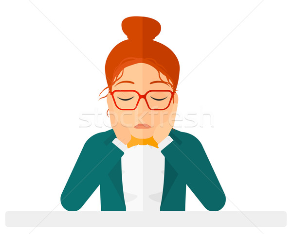 Foto stock: Ansioso · mujer · cabeza · vector · diseno · ilustración