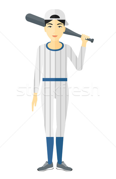 Baseball játékos áll denevér ázsiai vektor terv Stock fotó © RAStudio