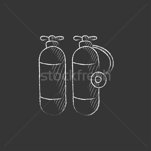 Sauerstoff Tank gezeichnet Kreide Symbol Hand gezeichnet Stock foto © RAStudio