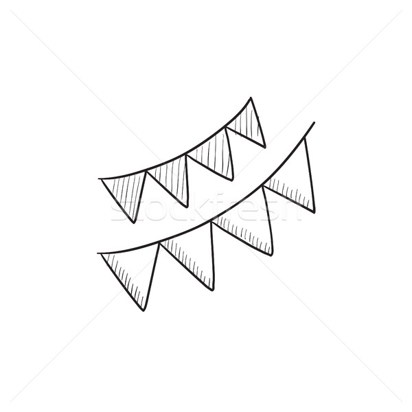 Christmas triangular flags sketch icon. Stock photo © RAStudio