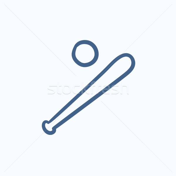 Baseball bat and ball sketch icon. vector illustration © RAStudio