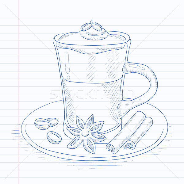 Ceaşcă cafea scorţişoară ceaşcă de cafea anason boabe de cafea Imagine de stoc © RAStudio