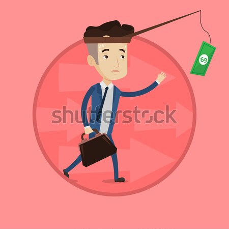 Businessman trying to catch money on fishing rod. Stock photo © RAStudio