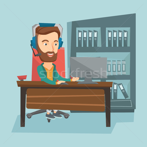 Man playing computer game vector illustration. Stock photo © RAStudio