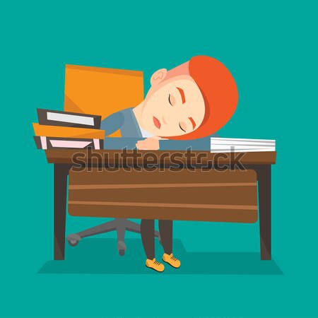 Female student sleeping at the desk with book. Stock photo © RAStudio