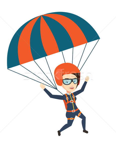 Jóvenes feliz mujer vuelo paracaídas caucásico Foto stock © RAStudio