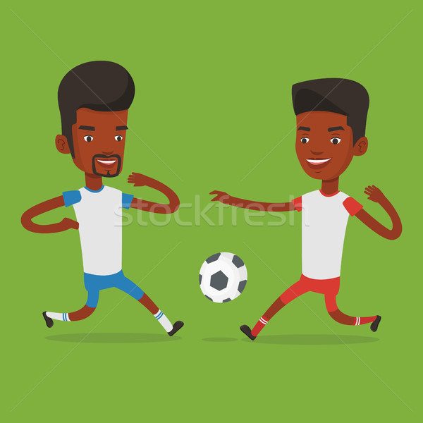 Dos fútbol jugadores pelota fútbol Foto stock © RAStudio
