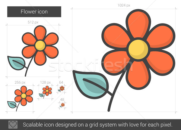 ストックフォト: 花 · 行 · アイコン · 花ベクトル · 孤立した · 白い花
