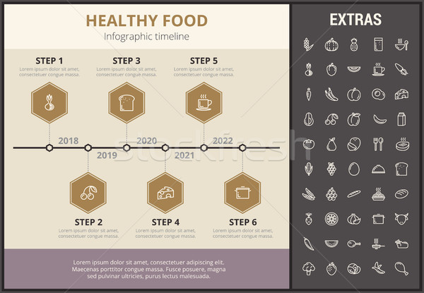 Egészséges étel infografika sablon elemek ikonok idővonal Stock fotó © RAStudio