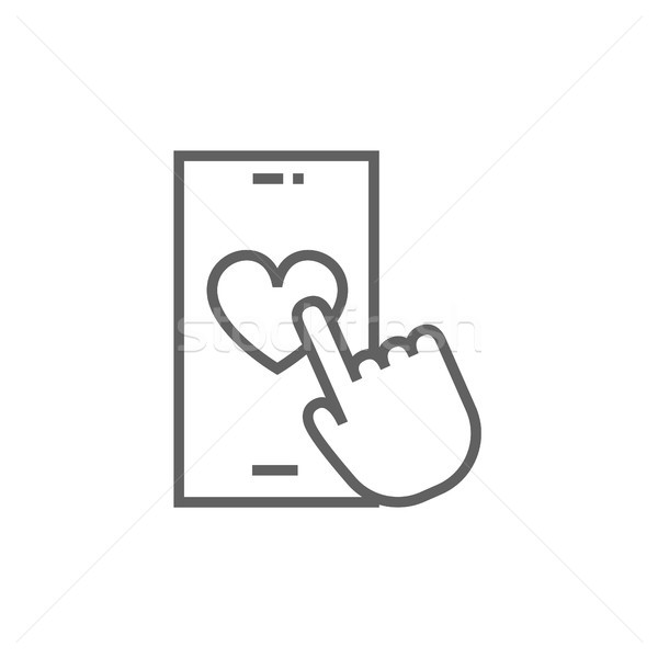 Stock photo: Smartphone with heart sign line icon.