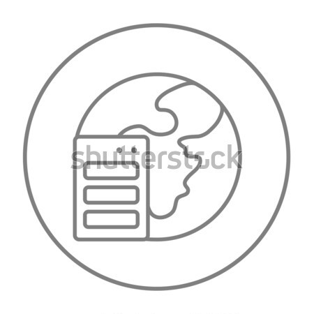 Global map in server thin line icon Stock photo © RAStudio