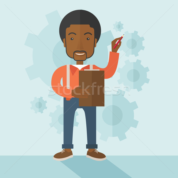 African lecturer with gears background Stock photo © RAStudio