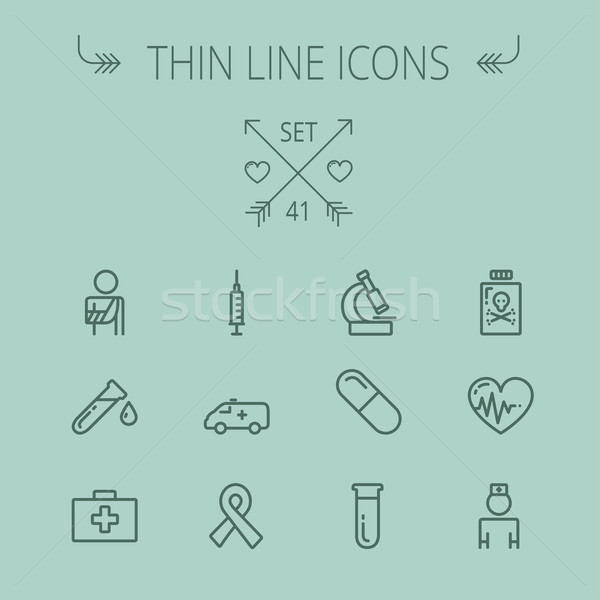 Medicine thin line icon set Stock photo © RAStudio