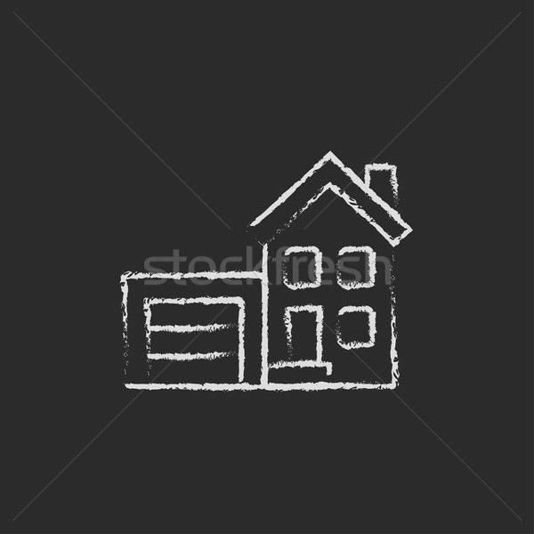 House with garage icon drawn in chalk. Stock photo © RAStudio