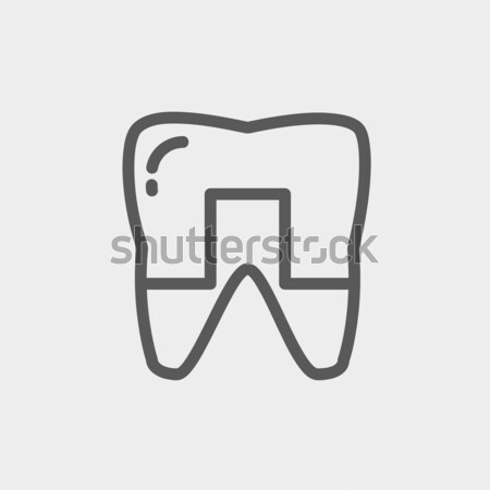 Crowned tooth icon drawn in chalk. Stock photo © RAStudio