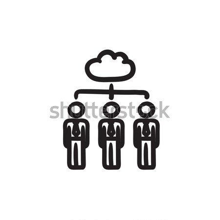Three businessmen under the cloud icon drawn in chalk. Stock photo © RAStudio
