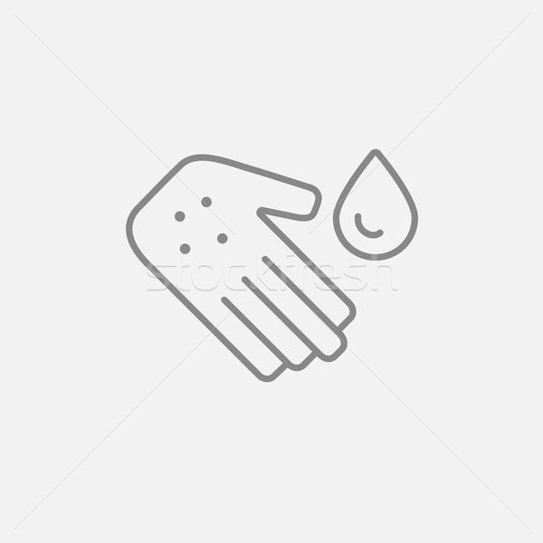 Hand with microbes line icon. Stock photo © RAStudio