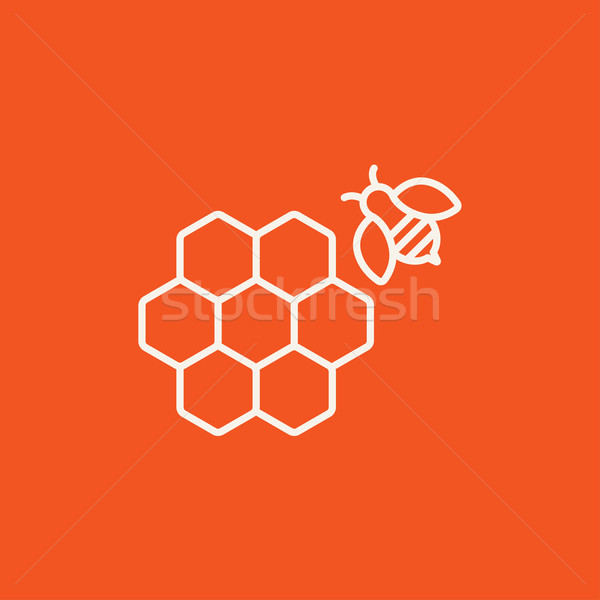 Stockfoto: Honingraat · bee · lijn · icon · web · mobiele
