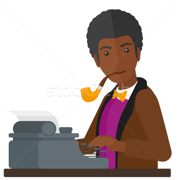 Repórter trabalhando máquina de escrever escrita vetor projeto Foto stock © RAStudio