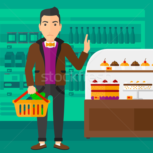 商业照片: 男子 · 超级市场 ·篮· 充分 · 健康食品