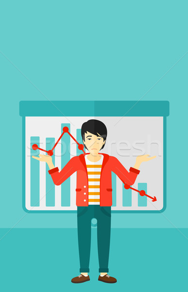 Man with decreasing chart. Stock photo © RAStudio