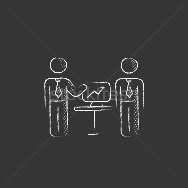 Business presentation. Drawn in chalk icon. Stock photo © RAStudio