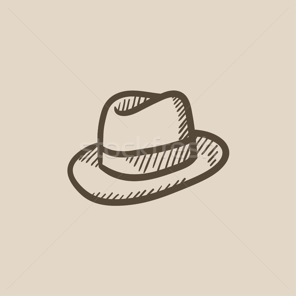 Fedora pălărie schiţă icoană web mobil Imagine de stoc © RAStudio