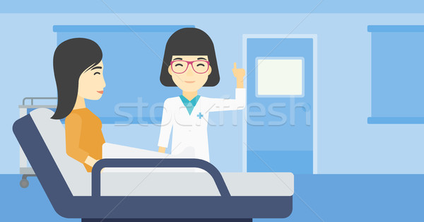 Medic pacient asiatic femeie masculin spital Imagine de stoc © RAStudio