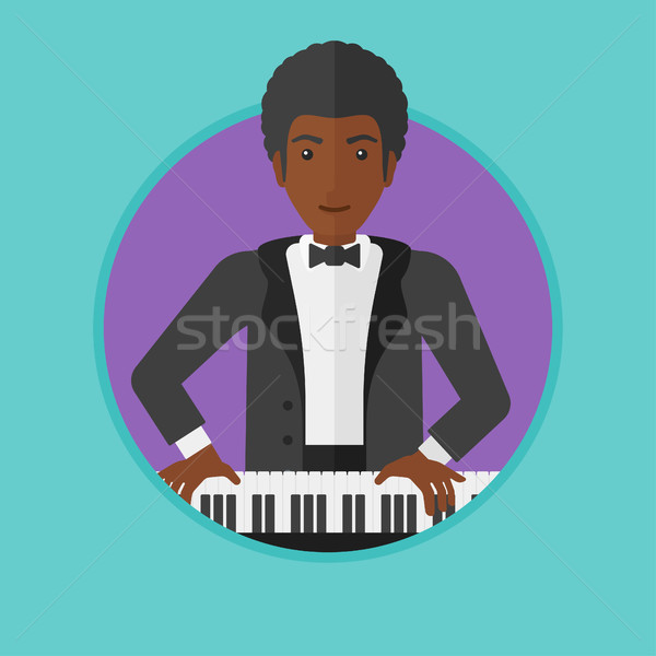 Stock photo: Man playing piano vector illustration.