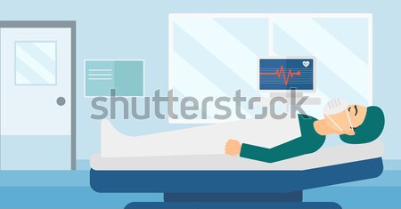 Woman lying in hospital bed vector illustration. Stock photo © RAStudio