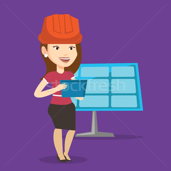 Vrouwelijke werknemer plant ingenieur werken Stockfoto © RAStudio