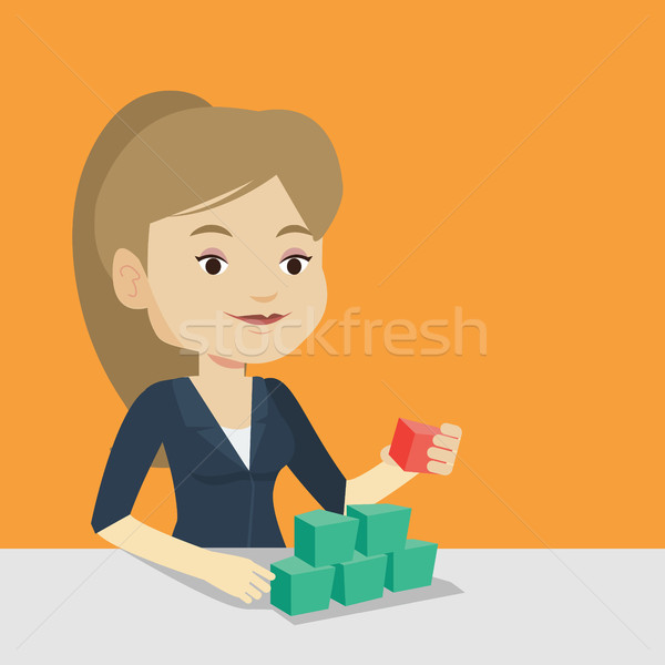 Woman building pyramid of network avatars. Stock photo © RAStudio