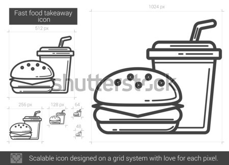 Foto stock: Fast-food · linha · ícone · vetor · isolado · branco