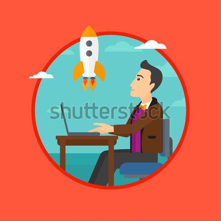 Stockfoto: Business · start · omhoog · kaukasisch · zakenvrouw · naar