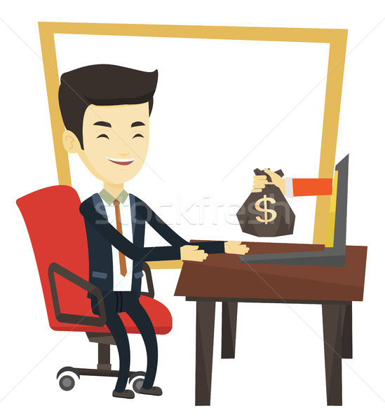 Stock photo: Businessman earning money from online business.