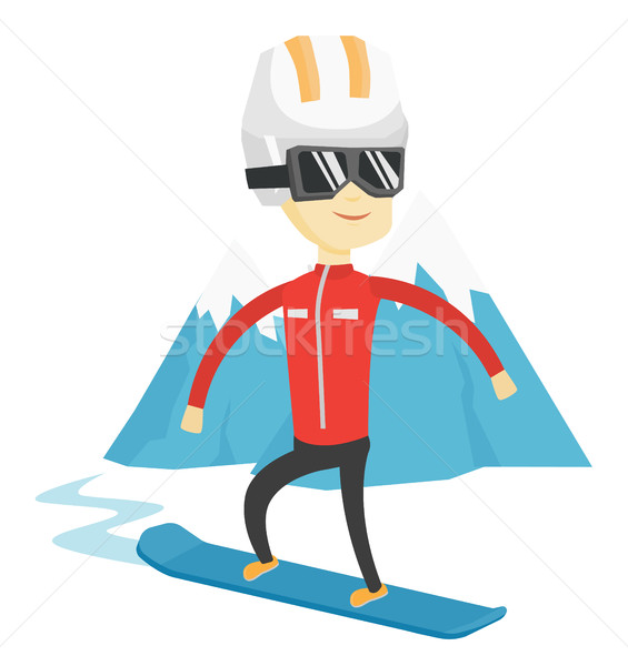 Foto stock: Joven · snowboard · Asia · hombre · nieve · montana