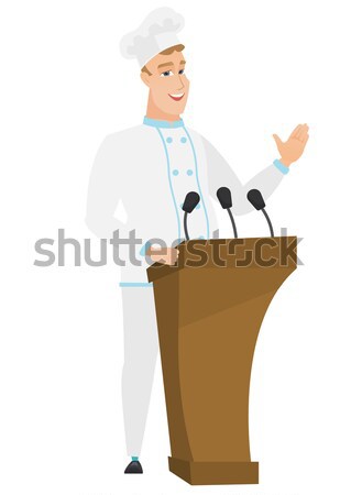 Doctor giving a speech from tribune. Stock photo © RAStudio