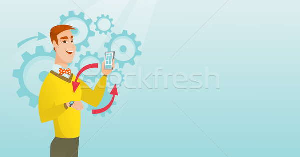Synchronization between smartwatch and smartphone. Stock photo © RAStudio