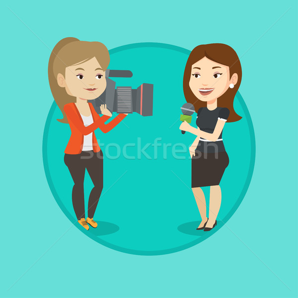 TV reporter and operator vector illustration. Stock photo © RAStudio