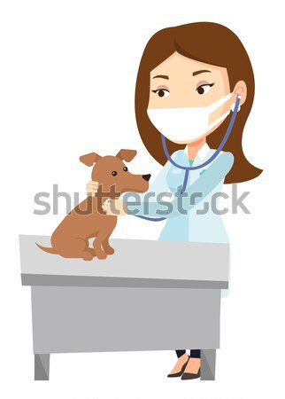 Stockfoto: Dierenarts · onderzoeken · hond · jonge · asian · ziekenhuis