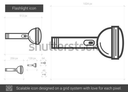 ストックフォト: 懐中電灯 · 行 · アイコン · ベクトル · 孤立した · 白