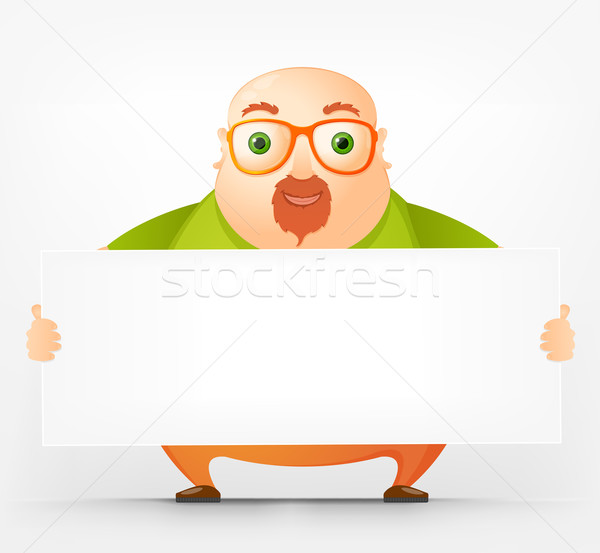 Foto stock: Alegre · bochechudo · homem · fundo · assinar · diversão