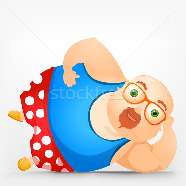 Derűs pufók férfi jókedv kövér rajz Stock fotó © RAStudio