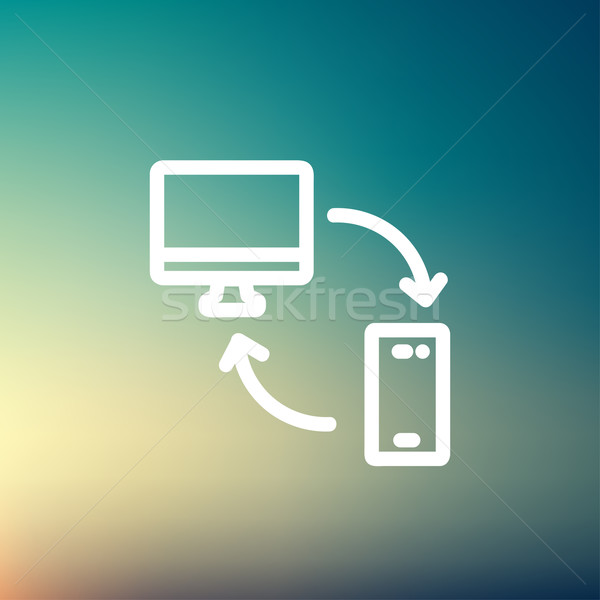 Data transferring from laptop to smartphone thin line icon Stock photo © RAStudio