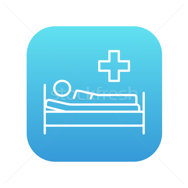 Stock photo: Patient lying on bed line icon.