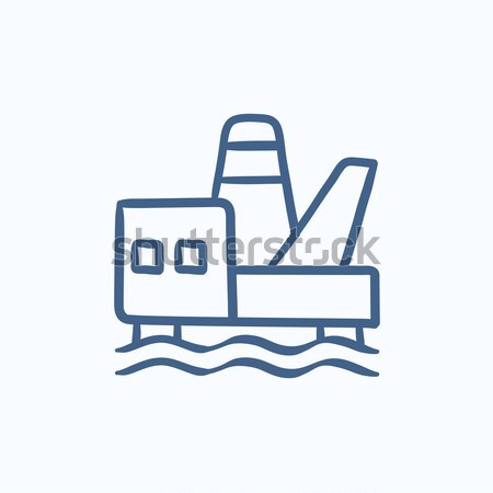 Offshore olie lijn icon web Stockfoto © RAStudio