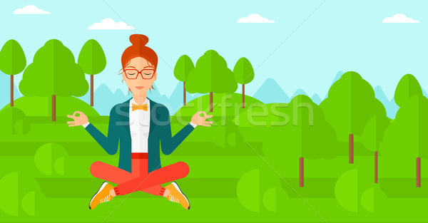 Business woman meditating in lotus pose. Stock photo © RAStudio