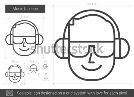 Man in headphones line icon. Stock photo © RAStudio